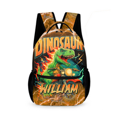 Lightning Dinosaur Riding Motorcycle Custom Backpack - Go-to-school Season Gift