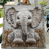 Adorable Elephant - Personalized Elephant Blanket