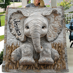 Adorable Elephant - Personalized Elephant Blanket
