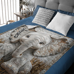 Adorable Elephant - Personalized Elephant Blanket