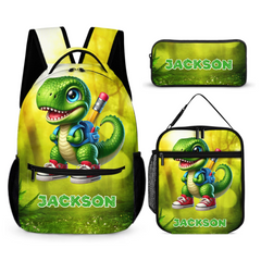 Little Dinosaur Goes to School Backpack - Personalized Name Backpack - School Season Gift