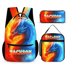 Fire and Ice Dragons Backpack – Unique Fantasy Design- Personalized Name