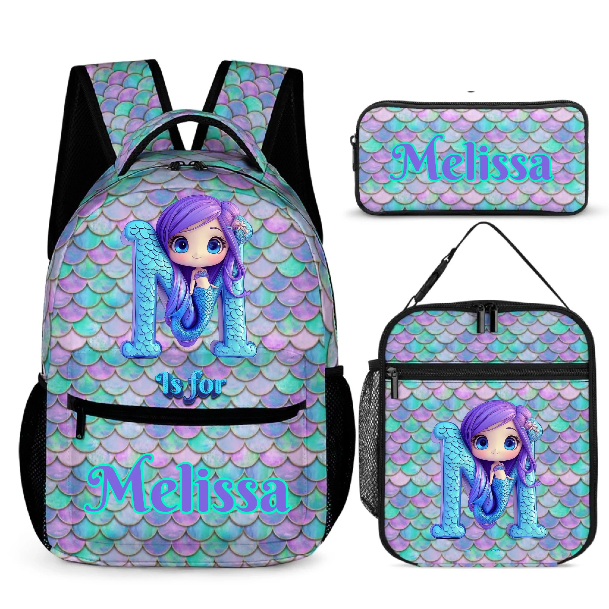Beautiful Mermaid Letter - Personalized Kid Backpack_SG4ISS2EVKGMS-1