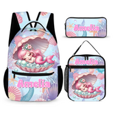 Sleeping Baby Mermaid Custom Backpack - Personalized Name - Start The School Season