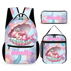 Sleeping Baby Mermaid Custom Backpack - Personalized Name - Start The School Season