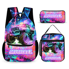 Colorful Customized Backpack for Trucks - Personalized Name - School Season Gift for Girls