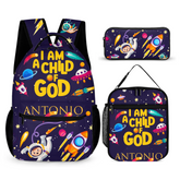 I Am A Child Of God - Personalized Name Customized School Bag - A Great Gift For Your Child For The School Season!