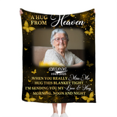 Custom Photo Golden Butterflies A Hug From Heaven - Personalized Customized Blanket - Memorial Gift For Family Members
