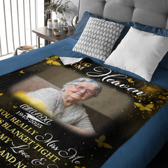 Custom Photo Golden Butterflies A Hug From Heaven - Personalized Customized Blanket - Memorial Gift For Family Members
