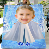 Custom Elsa Princess Blanket - Ice Themed Blanket with Personalized Name - Gifts for Girl,Children,Daughter