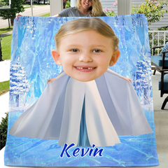 Custom Elsa Princess Blanket - Ice Themed Blanket with Personalized Name - Gifts for Girl,Children,Daughter