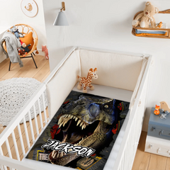 Powerful Dinosaur Customized Blanket- Personalized Name - Dinosaur Enthusiast Gift