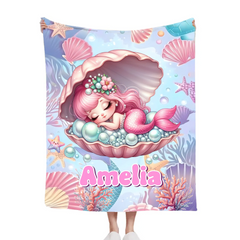 Treasure Baby Mermaid Custom Blanket - Personalized Mermaid - Gift For Mermaid lovers