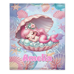 Treasure Baby Mermaid Custom Blanket - Personalized Mermaid - Gift For Mermaid lovers