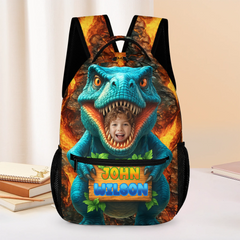 Personalized Name Custom Face Custom Dinosaur Shell Backpack - Opening Season Gift for Kids