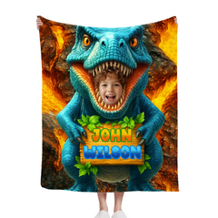 Personalized Name Custom Face Custom Dinosaur Shell Blanket