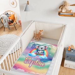 The Dreaming Koala On The Rainbow Custom Blanket - Personalized Name - Start The School Season