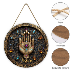 Gold Agate Customized Door Plate - Personalized Name Wooden Sign- Demonstrate Noble