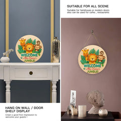 "Welcome To Jungle" Customized Door Plate - Personalized Name Wooden Sign - Teachers' Door Hanger