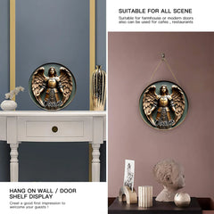 Angel Pattern Customized Door Plate - Personalized Name Wooden Sign