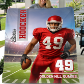 Personalized Football Player Photo Blanket Custom American Football Blanket Boys Football Blanket, Sport Blanket, Football Team Gift