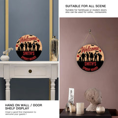 Silhouette Horror Customized Door Plate - Personalized Text Wooden Sign
