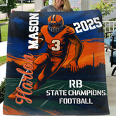 Football blanket with Name and Number, Football Blanket, Football Lover Blanket, Blanket for Football Fan, Football Player Gifts