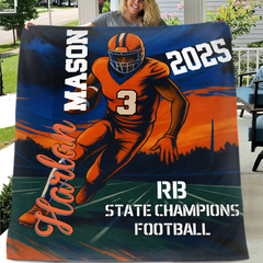 Football blanket with Name and Number, Football Blanket, Football Lover Blanket, Blanket for Football Fan, Football Player Gifts