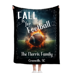 Custom Fall Football Blanket - Personalized Autumn Sports Throw - Teen Boys Gift for Football Fans
