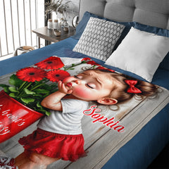 Cute Card Baby Show You Love Customized Blanket - Personalized Name - Gifts For Lovers