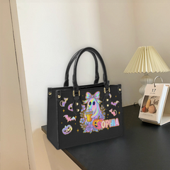 Bows Ghost Custom Halloween Tote Bag - Personalized Name Tote Bag - Halloween Celebration