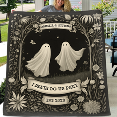 👻Ghost Couple 'Till Death Do Us Part' - Personalized Blanket - Spooky Halloween Gifts/Anniversary Gifts