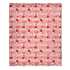 🍓Customized Strawberry Blanket - Personalized Name Toddler Blanket - Gift for Baby Girl, Kids