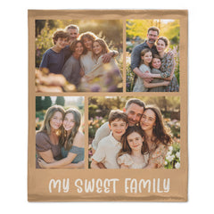 Custom Family Photo Blanket - Personalized Picture And Text - Photos Collage Family Gifts