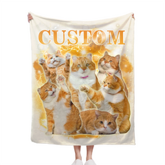 Custom Pet Photo Blanket, Personalized Photo And Title - Gifts For Pet Lovers