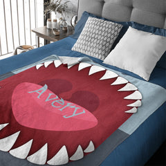 Customized Shark Blanket – Personalized Name Flannel Blanket – Gift for Kids
