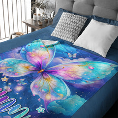 Custom Starry Butterfly Blanket - Personalized Magical Sky Throw - Gift for Butterfly Lovers,Girls