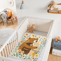 Customized Family Bear Flower Blanket - Personalized Name - Warm Gifts For Family Members