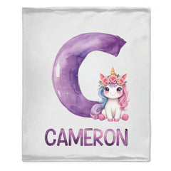 Custom Unicorn Blanket - Personalized Unicorn Name Throw - Gift for Kids & Girls