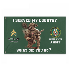 Proud Veteran Customized Flag - Personalized Department, Grade, Time, Name - Memento Gift