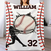 Customized Baseball Design Soft Blanket - Personalized Color And Name - Gifts for Athlete, Baseball Enthusiast