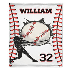 Customized Baseball Design Soft Blanket - Personalized Color And Name - Gifts for Athlete, Baseball Enthusiast