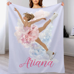 Customized Birth Flower Skate Girl Soft Blanket - Personalized Name And Girl - Birthday Gifts for Girl Skate Lover