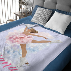Customized Birth Flower Skate Girl Soft Blanket - Personalized Name And Girl - Birthday Gifts for Girl Skate Lover
