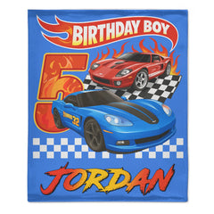 Custom Sports Car Blanket - Personalized Race Car Theme Throw Blanket - Gift for Boys and Girls