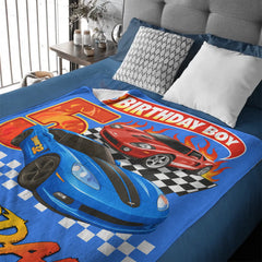Custom Sports Car Blanket - Personalized Race Car Theme Throw Blanket - Gift for Boys and Girls