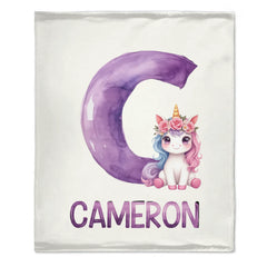 Custom Unicorn Blanket - Personalized Unicorn Name Throw - Gift for Kids and Girls