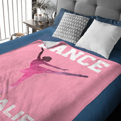 Customized Multicolor Ballet Dancing Silhouette Soft Throw Blanket - Personalized Color And Name - Gift for Dancers