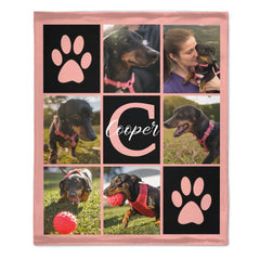 Customized Multicolor Paw Print Memorial Throw Blanket- Personalized Photos And Name - Gift for Pet Owners