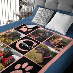 Customized Multicolor Paw Print Memorial Throw Blanket- Personalized Photos And Name - Gift for Pet Owners